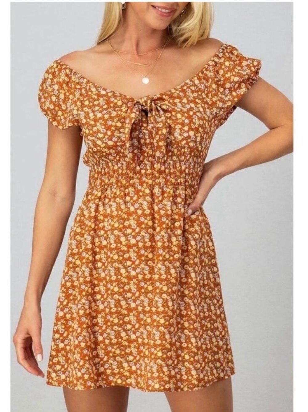 Dress Size Large Floral Off The Shoulder Bohemian Peasant Cottagecore Festival‎